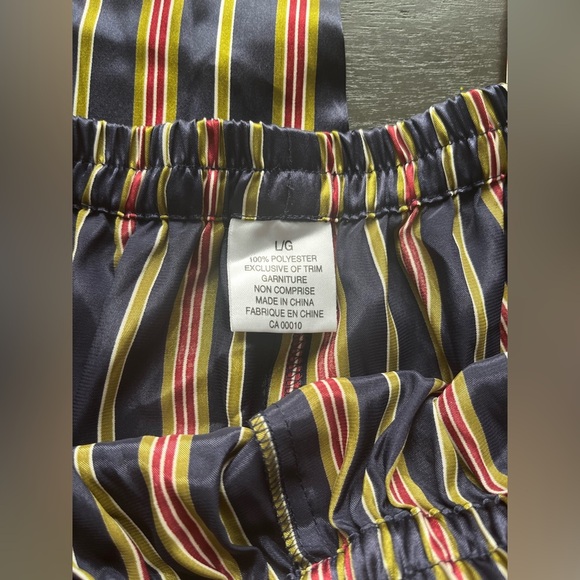 Vintage Vanity Fair Pajama Set Silky Blue Striped Button Pockets Elastic Size L - Picture 7 of 10